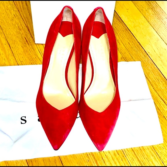 SANDRO Suede Red Classic Heels EU40 made in France - Picture 6 of 12